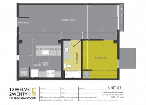 a floor plan of a tiny house with a bedroom and a bathroom